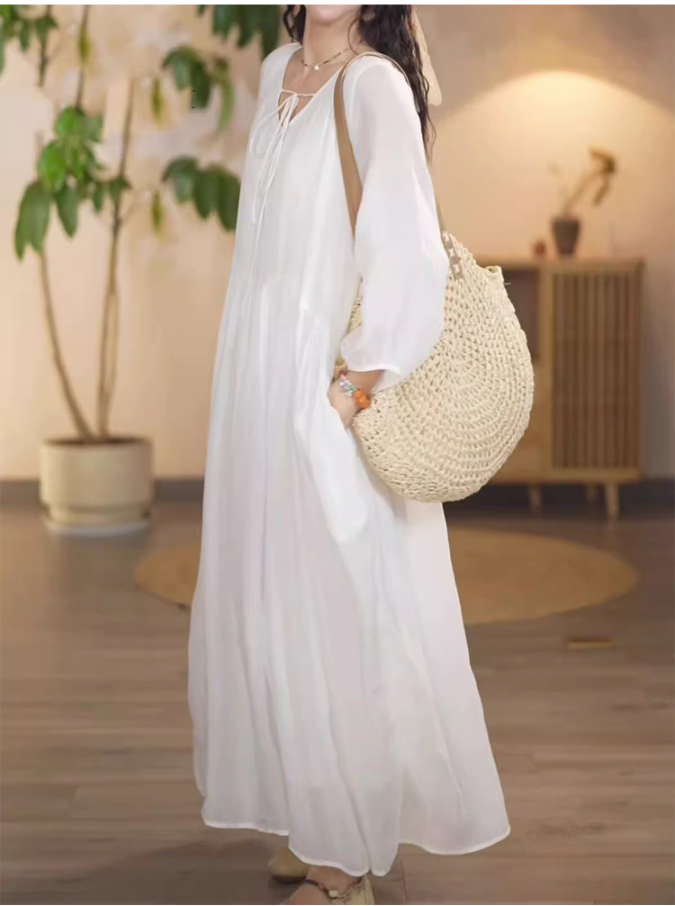 柔らかい綿麻生地のワンピース質感