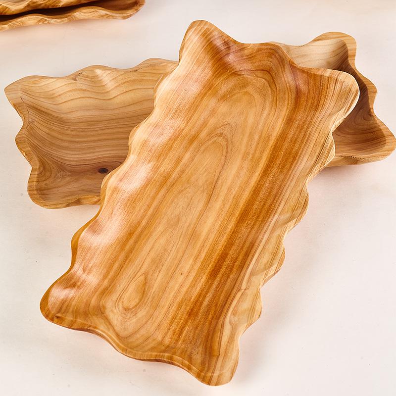 不规则托盘零食干果瓜子木质长方形果盘