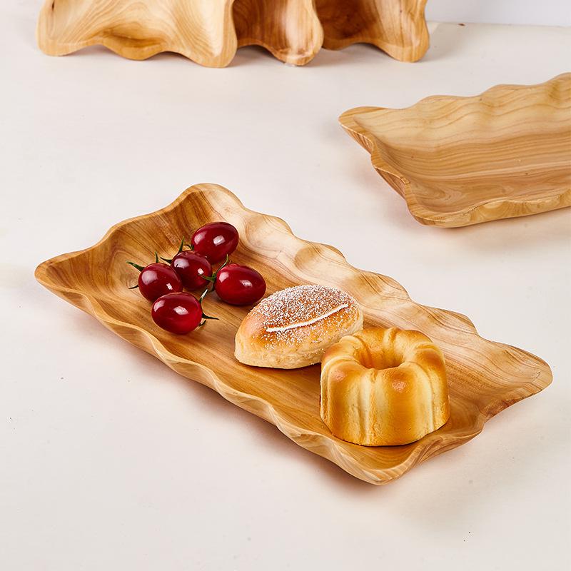 不规则托盘零食干果瓜子木质长方形果盘