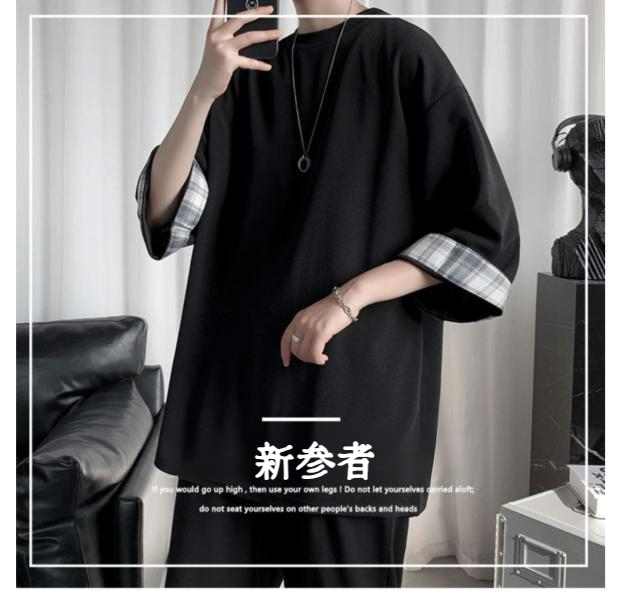 ビッグサイズルーズサマーメンズ半袖Tシャツ正面画像