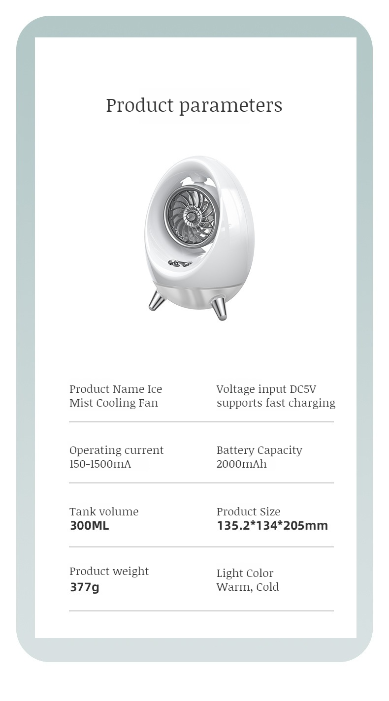 Rechargeable water-cooled air conditioning fan for travel