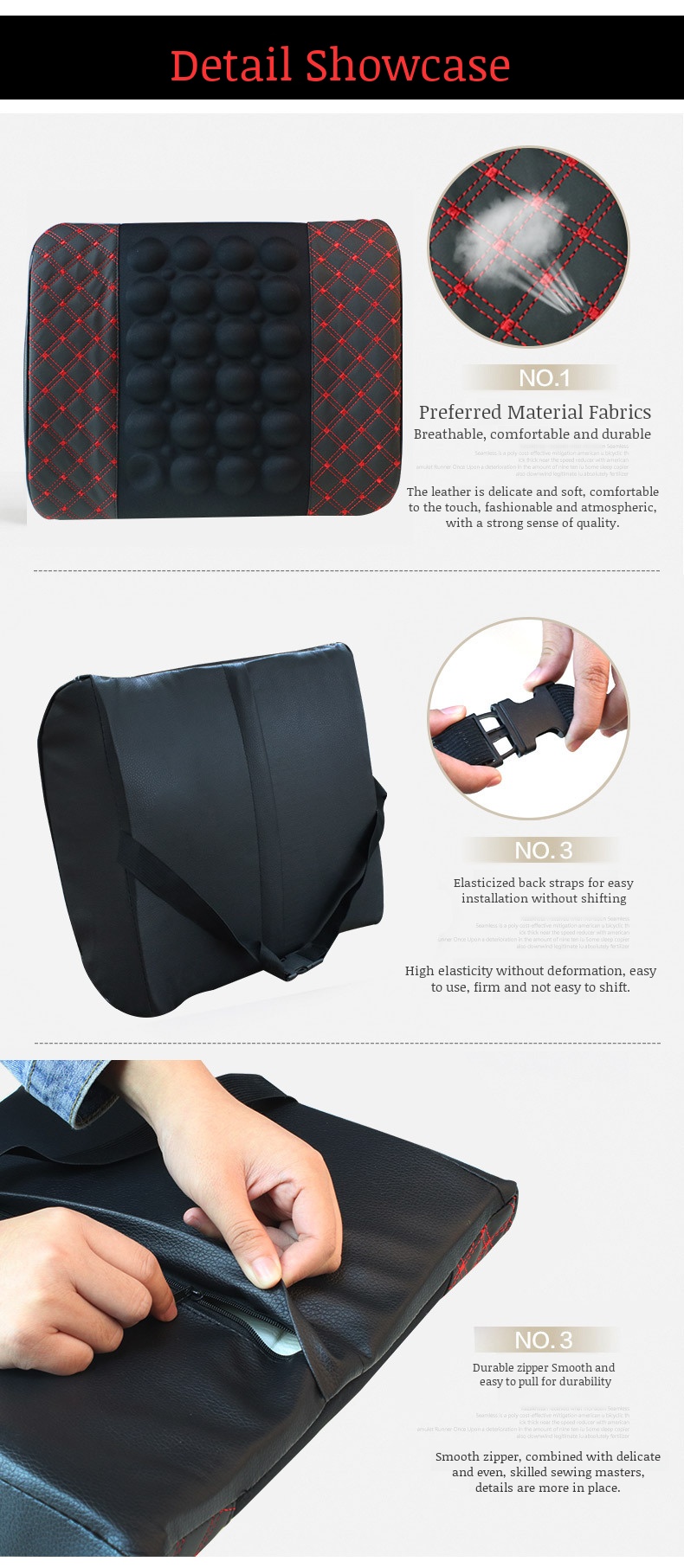 Breathable mesh lumbar cushion for car