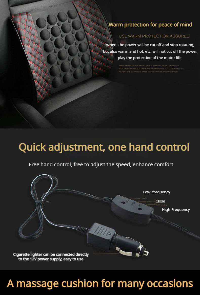 Adjustable electric lumbar support cushion