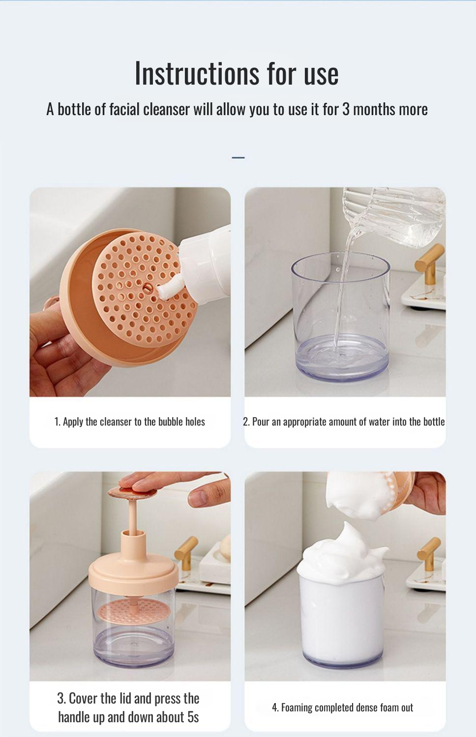 Rich foam produced by Bubble Cup cleanser