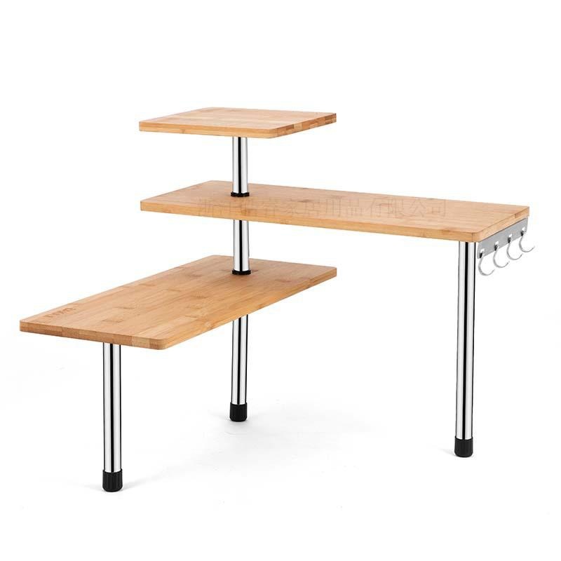 フックつきの竹製収納ラック