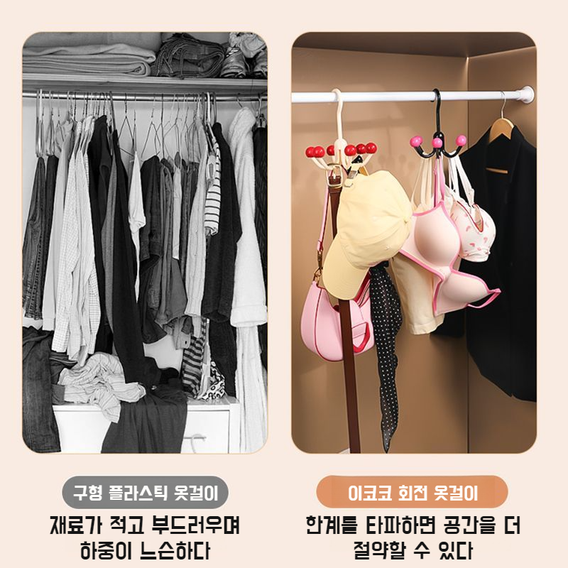 육발걸이 회전 다용도 수납걸이 펀치프리 가정용 정리걸이 속옷 수납