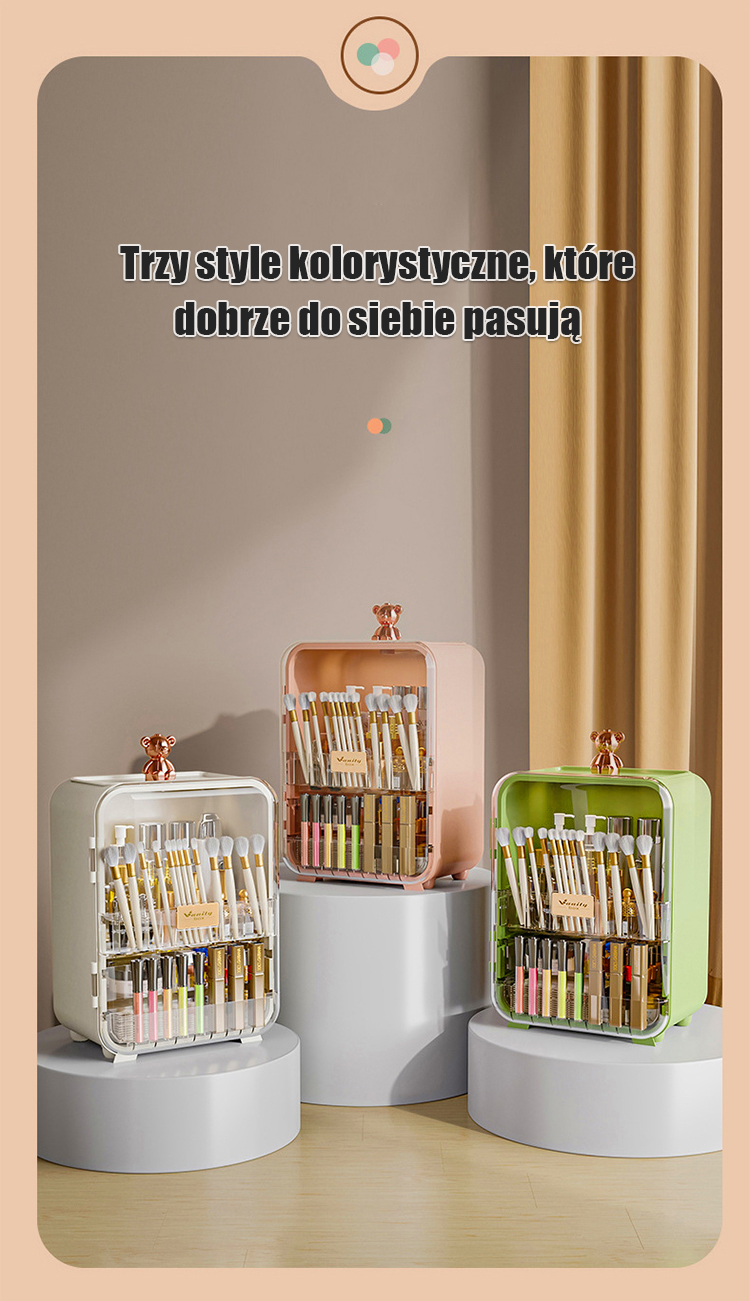 Eleganckie pudełko na kosmetyki z przegródkami