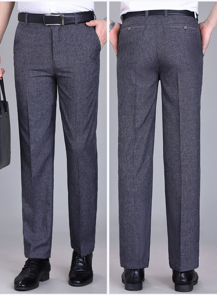 リネン混ストレートスラックスのフロントデザイン