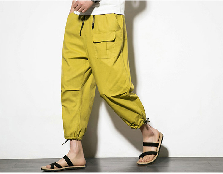 多機能ポケット付きメンズカーゴパンツ