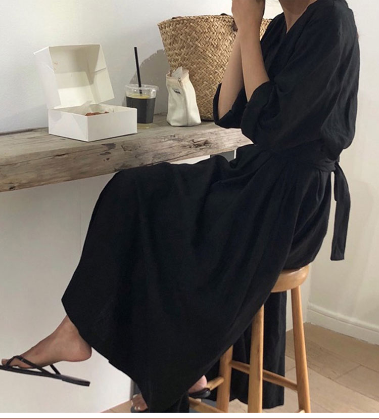 スタイリッシュな体型カバー マキシワンピース