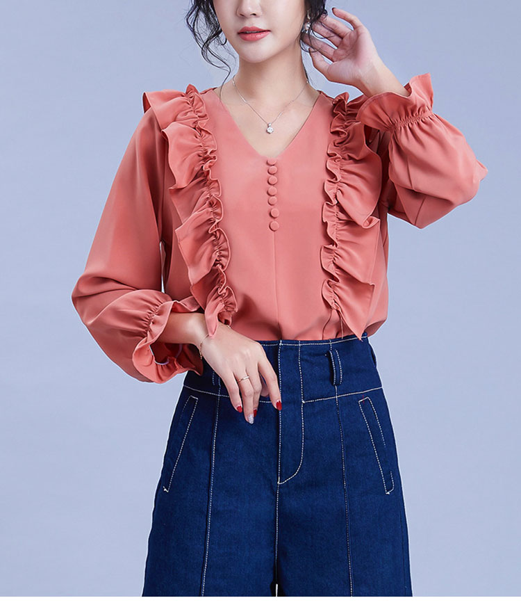 フリル付き長袖シャツのディテール画像