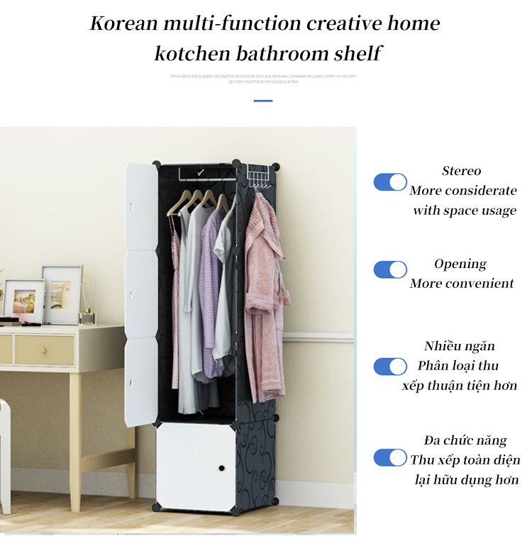 Create Home Economy wardrobe with hanging clothes