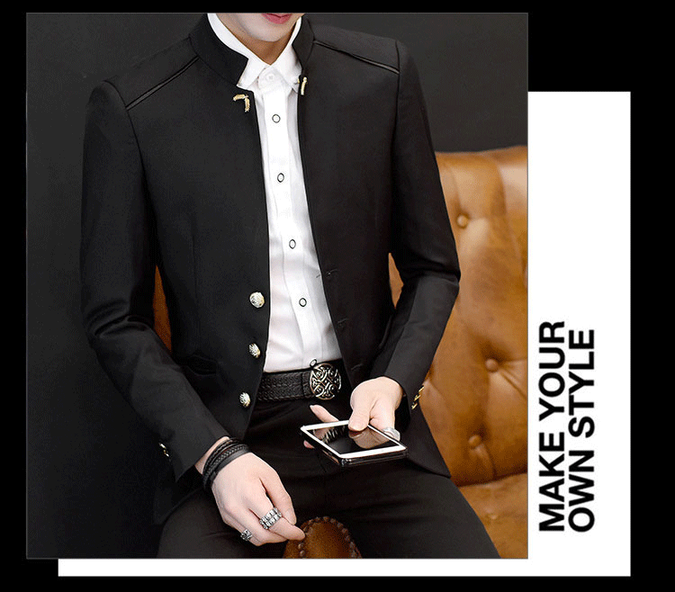 봄 가을용 남성 차이나넥 자켓