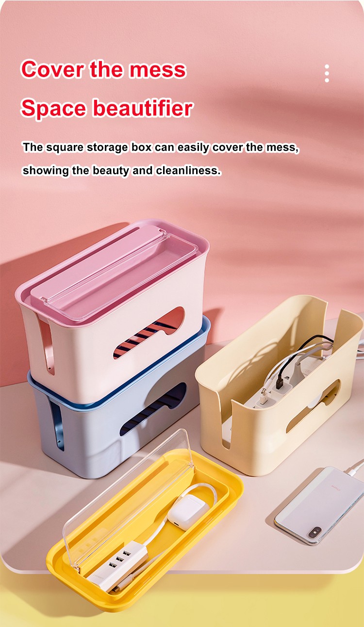 Power cord organizer box for tidy cable management