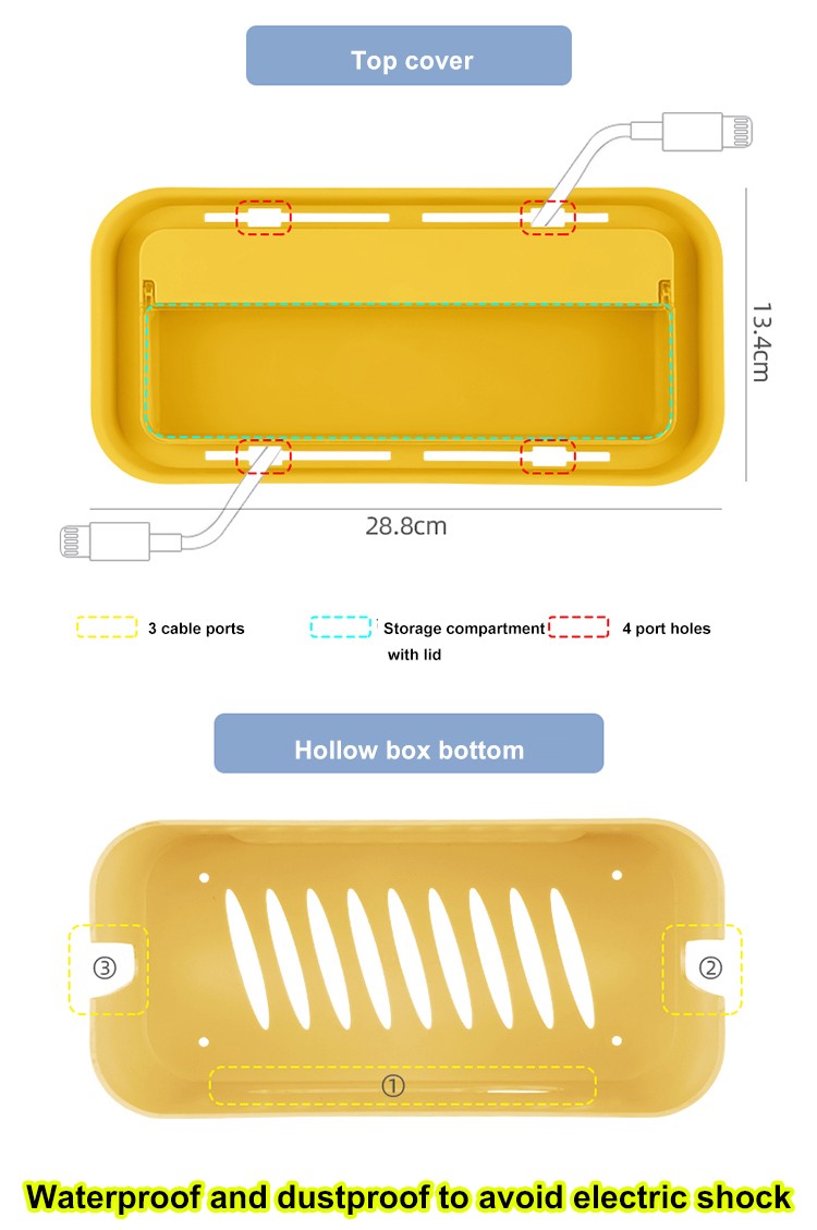 Sleek cable management box for sockets and cords