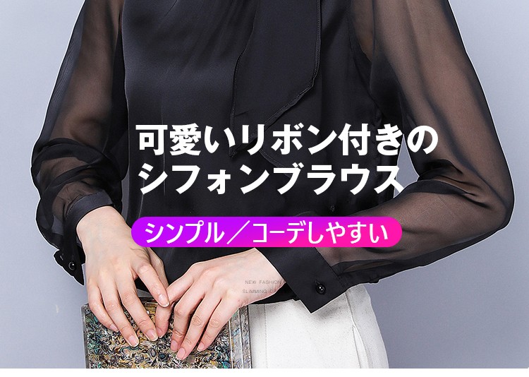 エレガントなシフォンブラウス正面画像