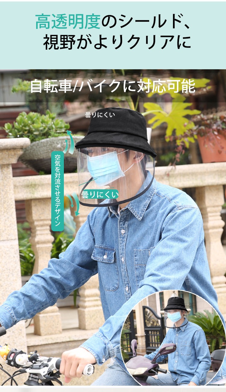 収納しやすいフェイスシールドバケットハットの折りたたみ例