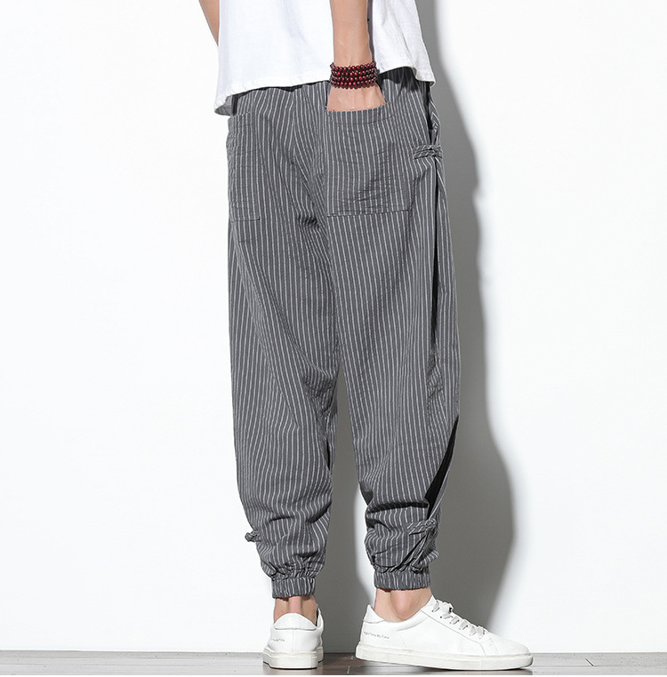 柔らかな綿麻生地サルエルパンツディテール