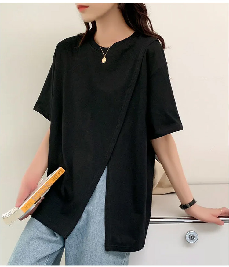 ゆったりシルエットのバンドカラーシャツ着用イメージ