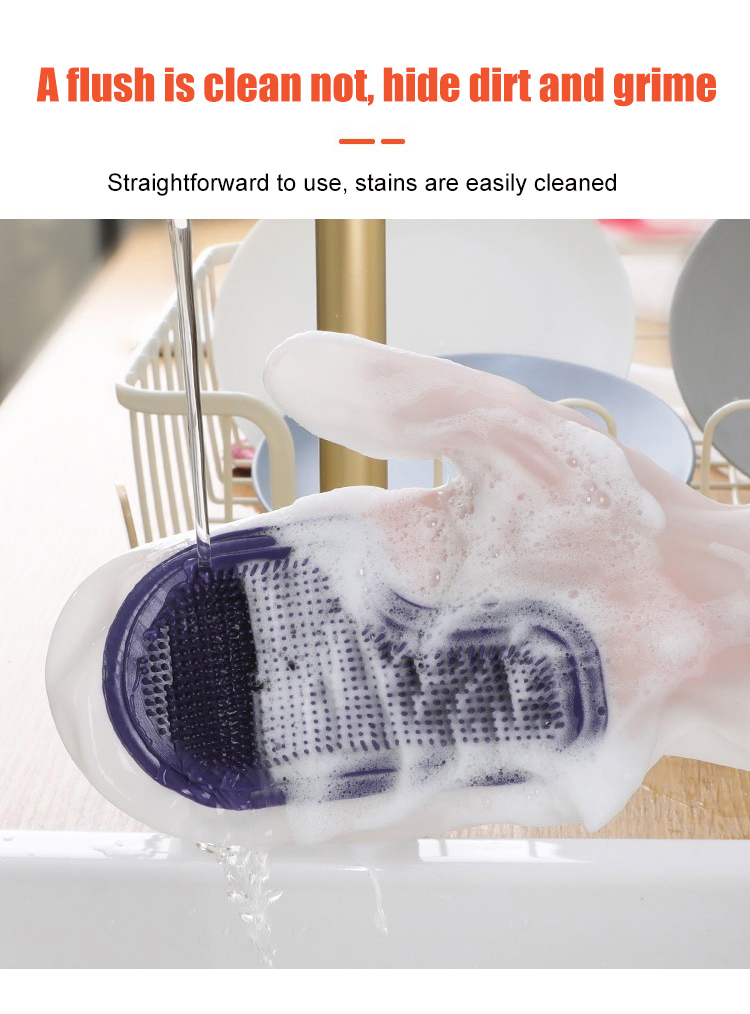 Magic brush gloves removing tough stains from dishes